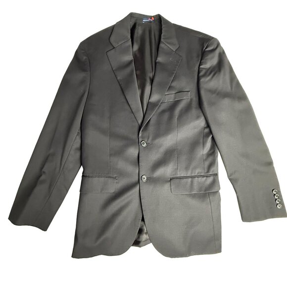 Stafford Black Two Button Vented Notch Blazer Sport Coat Suit Jacket - Picture 7 of 9